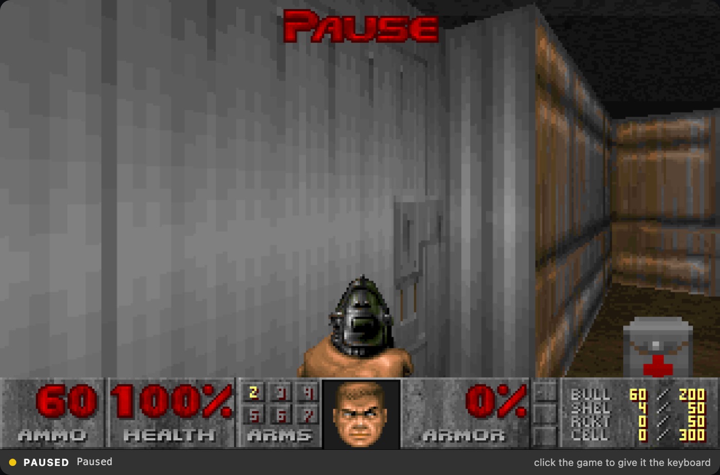 Doom paused in a Perspective view while a line alarm is active